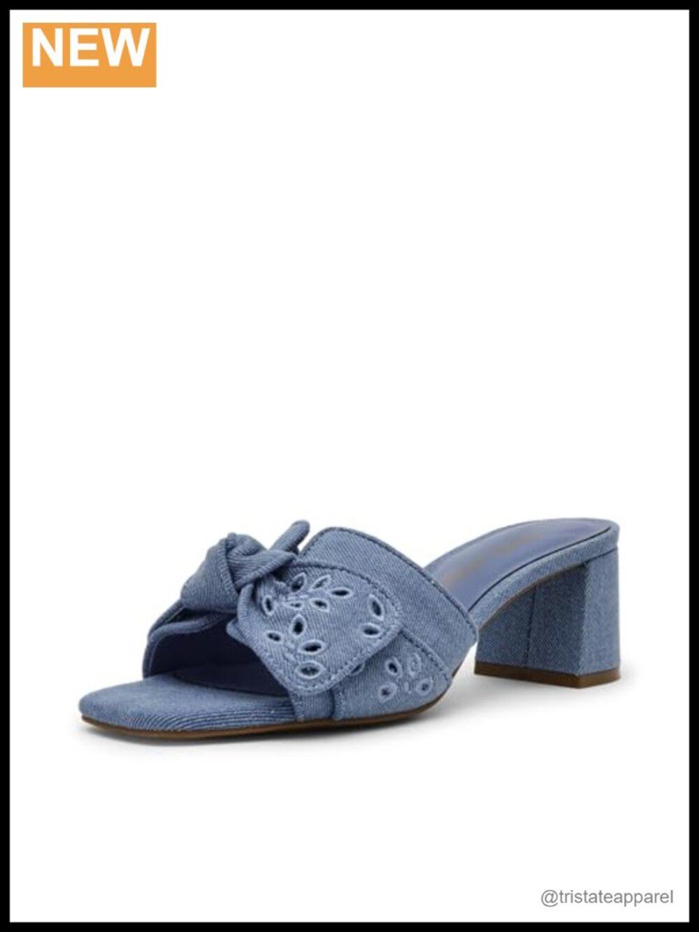 Anne Klein Kizmet-e Heeled Sandal Denim Slide Block Heel